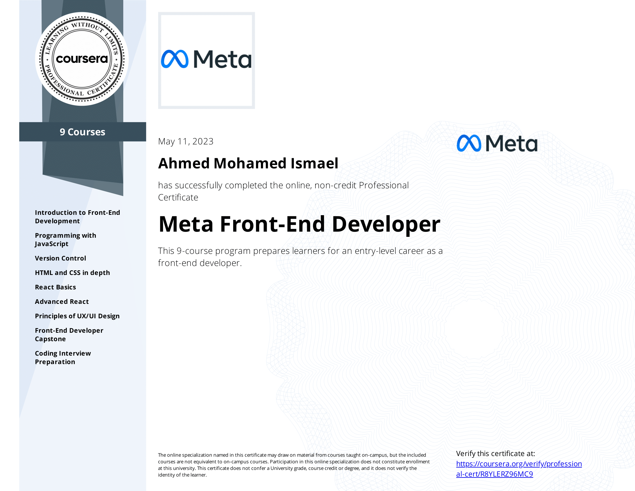 Meta Frontend Professional Certificate